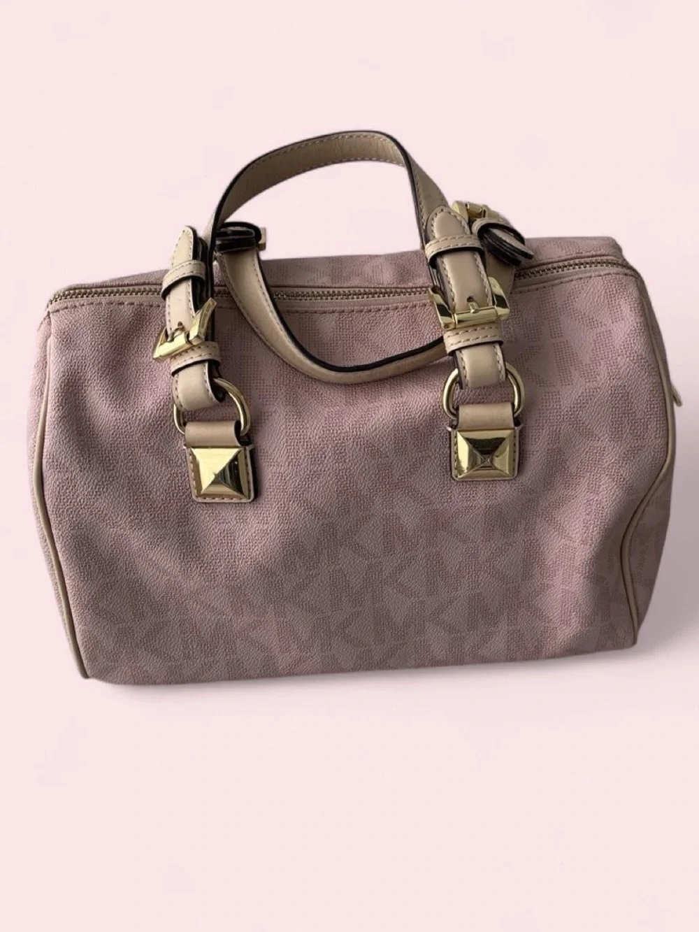 Michael Kors Blush Pink Logo Satchel with Gold Accents